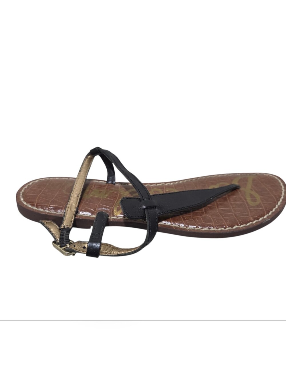 Sam Edelman Black Gigi Leather T-Strap Slingback Sandal - Picture 9 of 11